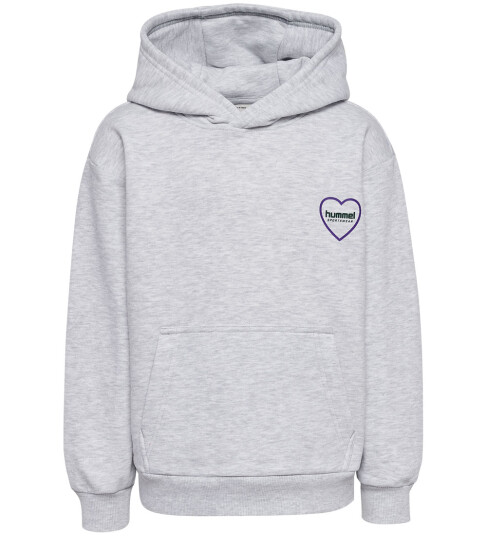 Hummel Hettegenser HmlJR Hjertefelt Light Grey Melange 4 år (104) Hettegenser Grå