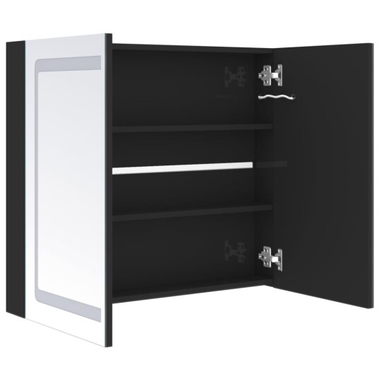 vidaXL LED-speilskap til bad blank svart 80x12x68 cm