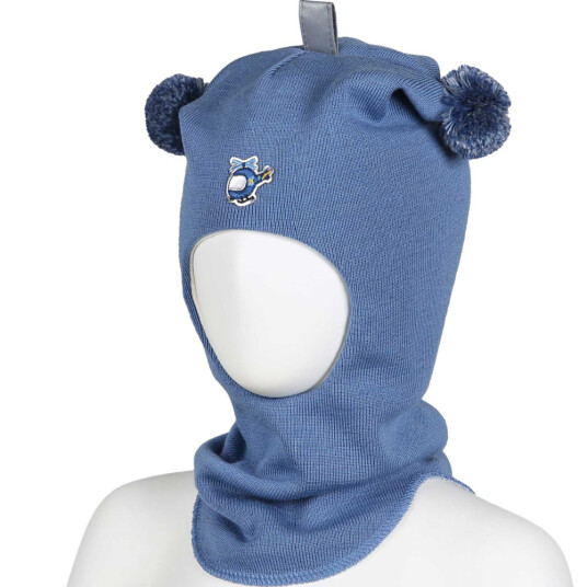 KiVAT helicopter balaklava ull – himmelblå multicolor bobbles 2 4år