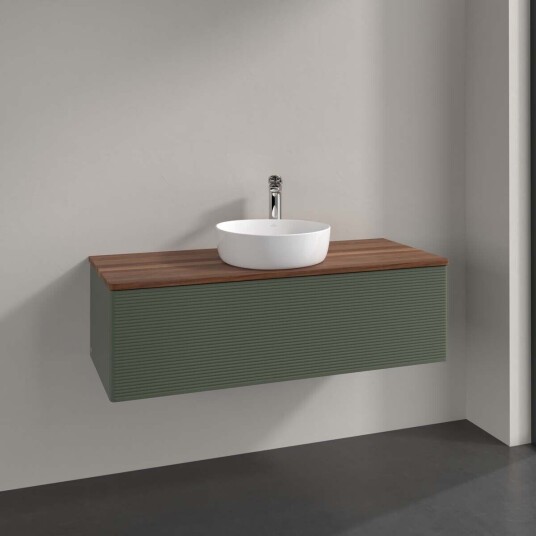 Villeroy & Boch Antao Servantskap med 1 skuff 120x50x36 cm u/lys Grønn Matt/Valnøtt