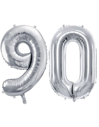 90 år ballonger 86 cm sølv