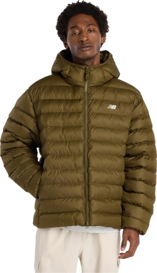 New Balance Sport Essentials Hooded Puffer Jacket - Khaki green - XL