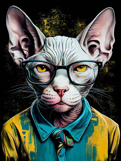 Namly Design Plakat Stilig Katt med Briller POSTERSFVHQ6