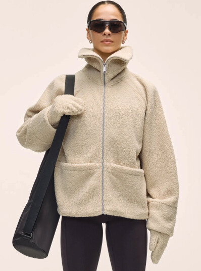 Casall Sherpa Short Zip Jacket - Cream - XS