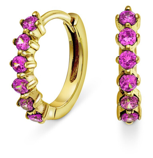 Pan Jewelry, Øreringer i forgylt sølv med rosa zirkonia Pan Jewelry, Øreringer i forgylt sølv med rosa zirkonia