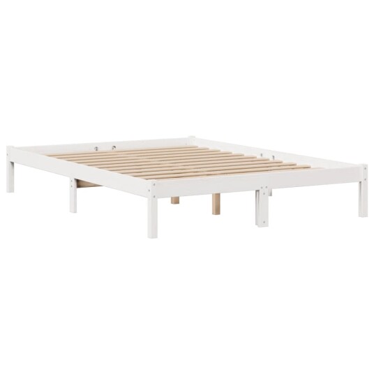 Seng med bokhylle uten madrass hvit 140x190 cm heltre furu 8721158604064