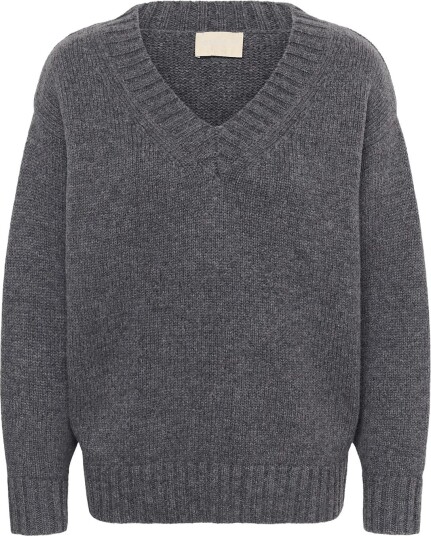 Soaked Slmoline Triangle V-Neck Pullover - Grey - L