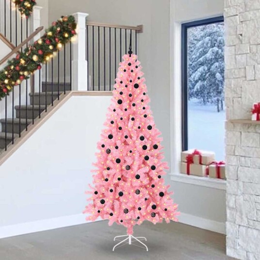 Juletre med 300 LED med stativ Rosa 240 cm PVC Juletre med 300 LED med stativ Rosa 240 cm PVC
