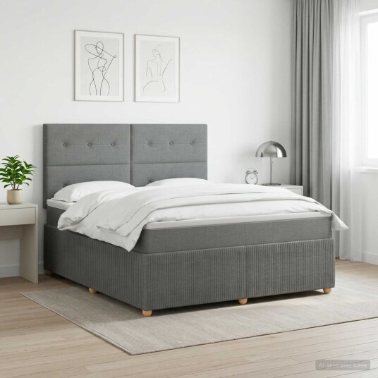 vidaXL Kontinentalseng med madrass Mørkegrå 140 x 190 cm Stoff