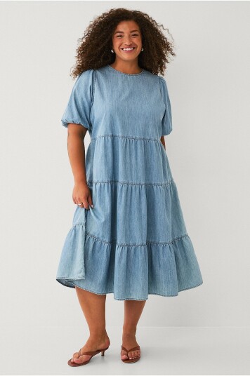 Ellos Plus collection Denimkjole med bølger Blå