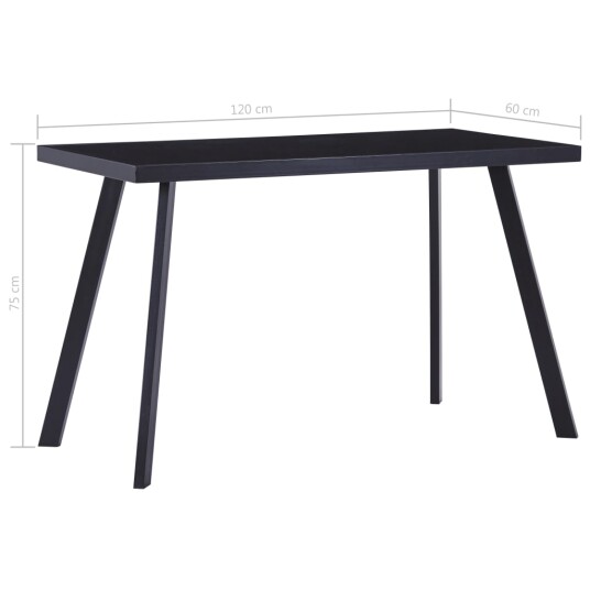 vidaXL Spisebord svart 120x60x75 cm herdet glass