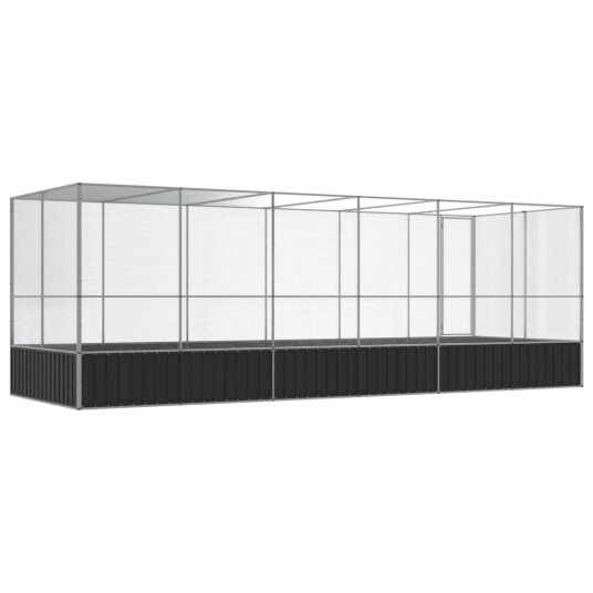 Voliere Med Forlengelse Sølv 625X207X212 cm Stål