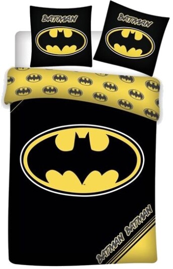 Licens Batman sengetøy 140x200 cm Sengesett med stor logo 2 i 1 design 100% bomull Licens Batman sengetøy 140x200 cm Sengesett med stor logo 2 i 1 design 100% bomull
