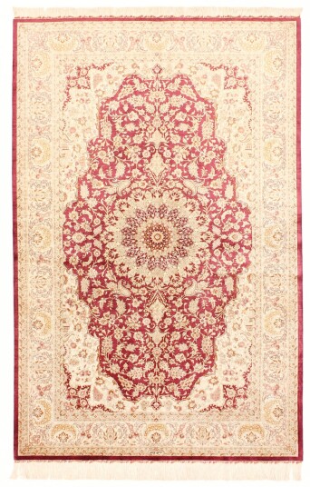 Håndknyttet. Opphav: Persia / Iran Ghom silke Teppe 132x201