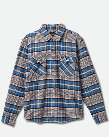 Brixton Bowery Stretch WR Flannel Blå, Grå