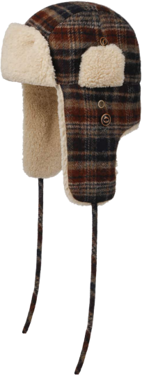 Stetson Checked Bomber Aviator Hat Navy/Beige/Burned Orange M Stetson Checked Bomber Aviator Hat Navy/Beige/Burned Orange M