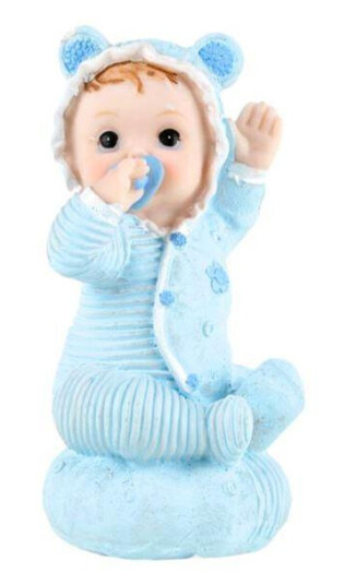 Cacas - Baby med smokk 9 cm blå Cacas - Baby med smokk 9 cm blå