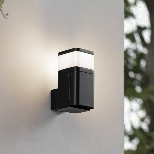 Teyon utendørs vegglampe svart IP44 med stikkontakt G9 Lindby Balkong Moderne Aluminium Kantet