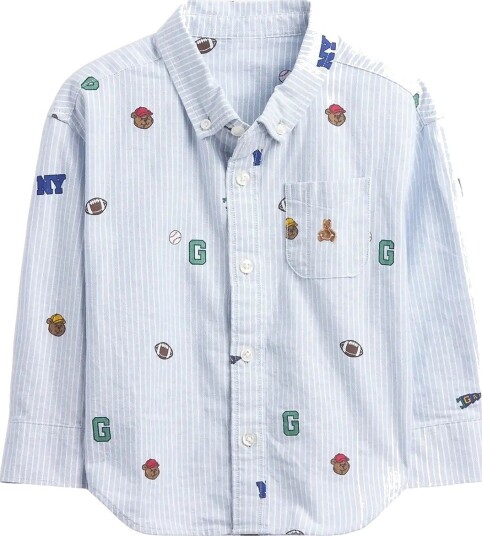 GAP Baby & Toddler Print Oxford Big Shirt BLUE SUEDE STRIPE 74/80