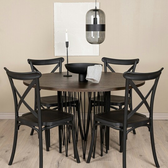 Furniture/Fashion Spisegruppe furniture/fashion Stone Rund med 4 Crosett Stoler GR23022