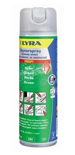 Lyra Markeringsspray Grøn - 500 Ml. (4180) - Un 1950 Aerosoler, Brandfarlige 2.1.