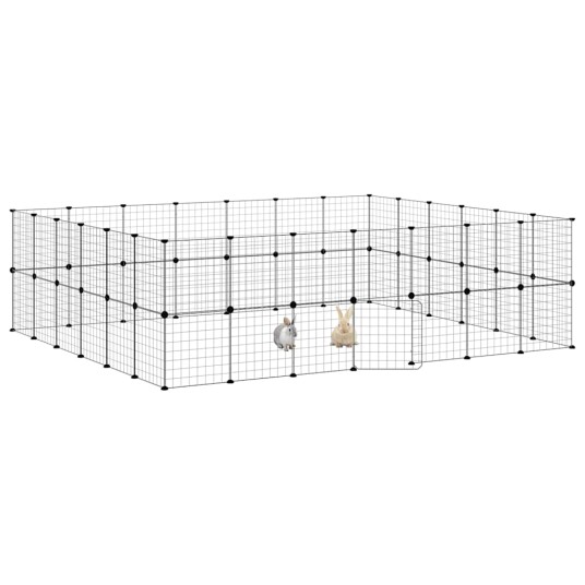 Vidaxl Dyrebur 52 Paneler Med Dør Svart 35X35 cm Stål Vidaxl Dyrebur 52 Paneler Med Dør Svart 35X35 cm Stål