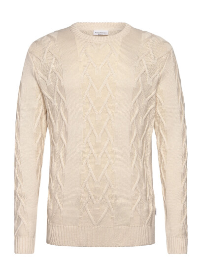 Lindbergh Cable O-Neck Knit - Cream - XL Lindbergh Cable O-Neck Knit - Cream - XL
