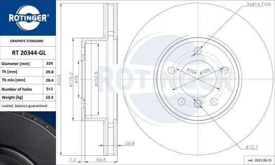 Bremseskive ROTINGER RT 20344-GL