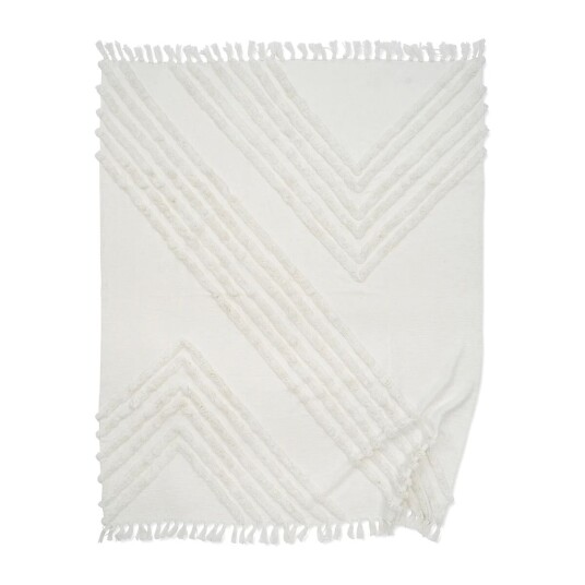 Classic Collection Edge bomullspledd 130 x 170 cm White