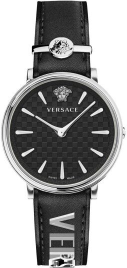 Versace Dameklokke VE8104122 V Circle Sort/Lær Ø38 mm