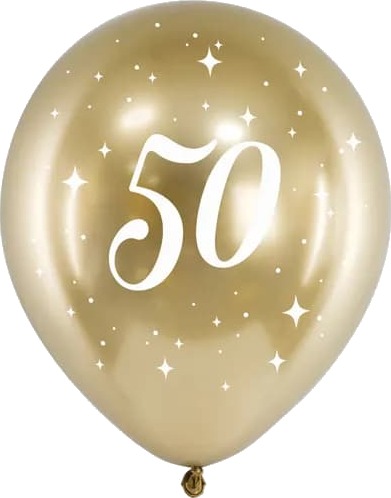 Partydeco Glossy Ballonger Gull 50 30 cm 6 stk CHB14-1-50-019-6