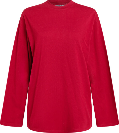 Weekday Oversized Long Sleeve T Shirt Red XL