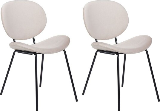 Sett med 2 spisestoler Luana - Beige, svart/Fløyel