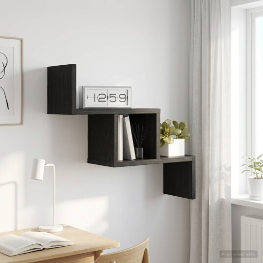 vidaXL Vegghylle Svart eik 48 x 15 x 42 cm Konstruert tre