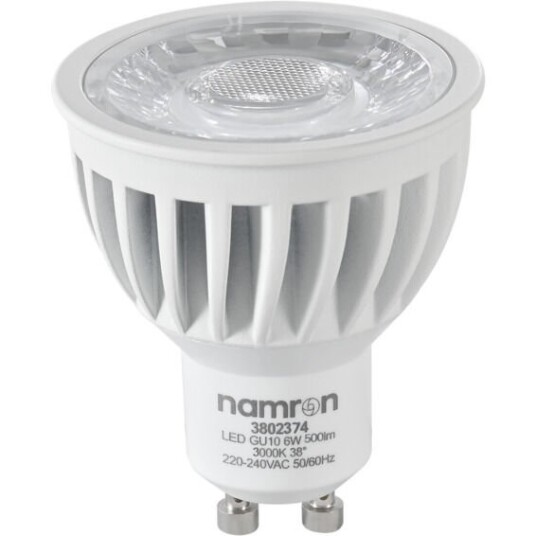 Namron LED Pære 6W 3000K hvit GU10 - 3802374 Namron LED Pære 6W 3000K hvit GU10 - 3802374