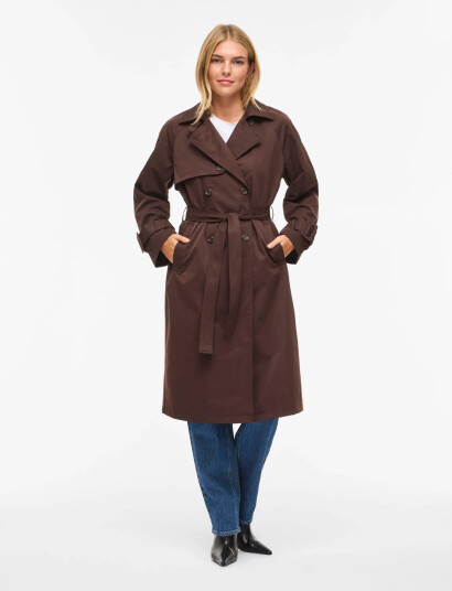 Vila Vivian L/S Trenchcoat Brown 40