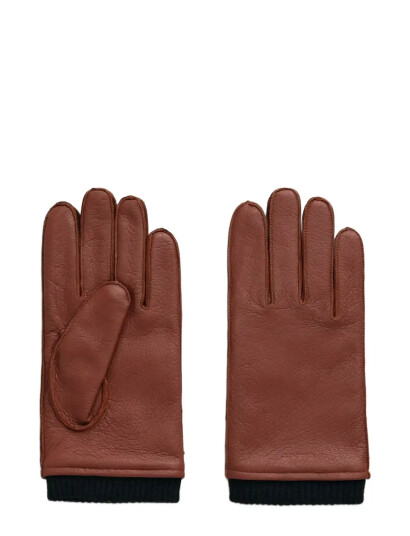 GANT Cashmere Lined Leather Gloves - Brown - S