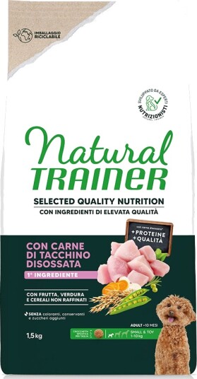 Natural Trainer Tørrfôr Adult Selected Quality Nutrition Small & Toy Sparepakke Kalkun 2 X 1.5 kg