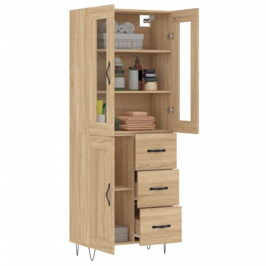  Highboard sonoma eik 69,5x34x180 cm konstruert tre