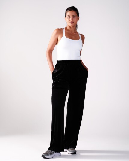 LEVITY Velour Straight Pant Black - XS