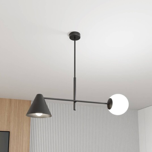 EMIBIG LIGHTING Hermes taklampe 2 lyskilder svart glass 70 cm E14