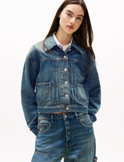 Tommy Jeans Pleated Trucker Jacket Ci2037 - Blue - S Tommy Jeans Pleated Trucker Jacket Ci2037 - Blue - S
