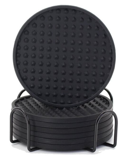 INF Sett med 6 silikonkaffeunderlegg med holder INF Sett med 6 silikonkaffeunderlegg med holder