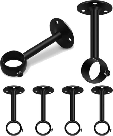 Takfeste for gardinstang svart 25 mm Kraftig metall For garderobestang klesstang takfeste for gardin i rustfritt stål