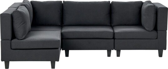 4 sits Hörnsoffa Beliani Unstad Beige/svart Högervänd Polyester Black 4 sits Hörnsoffa Beliani Unstad Beige/svart Högervänd Polyester Black