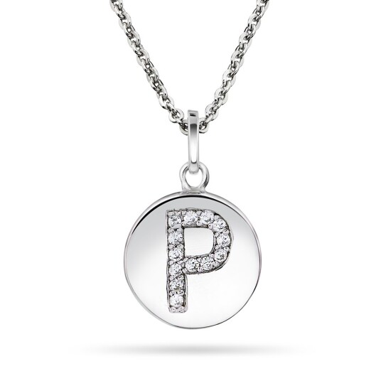 Pan Jewelry, Anheng i sølv med zirkonia bokstav P Pan Jewelry, Anheng i sølv med zirkonia bokstav P