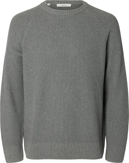 Selected Slmbraun Knit Rib Crew Neck Noos Grey L
