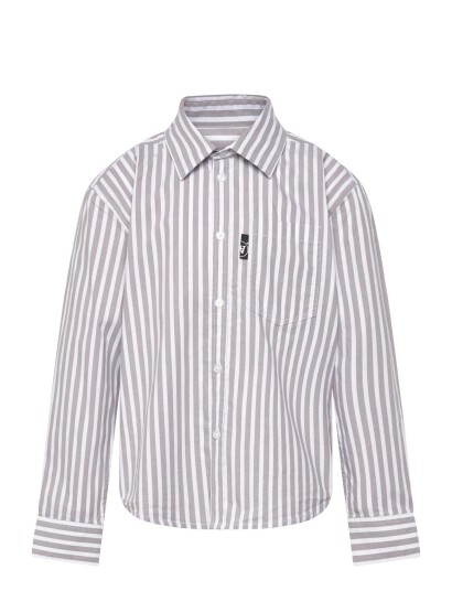 WOOD WOOD Wwoli Striped Shirt Gots Grey 110 116