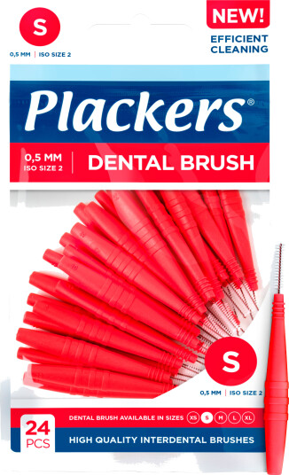 Plackers Dental Brush rød mellomromsbørste 05 mm S 24 stk.