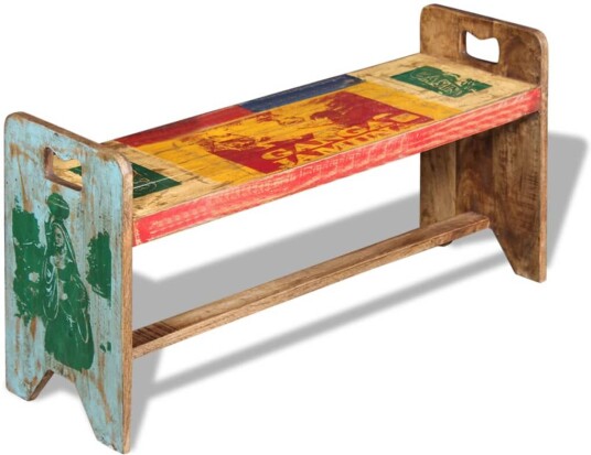 Cola-benk gjenvunnet heltre 100x30x50 cm